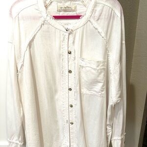 We The Free Cream Frayed Edge Top